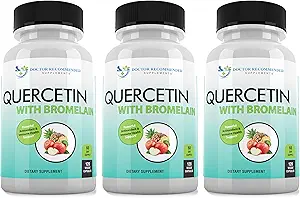 [BRSWYBQLO4JQMYDU] Quercetin 800mg w/Bromelain 165mg Per Serving- 120 Veggie Capsules-Full 60 Day Supply, Vitamin Supplement, Bioflavonoids, Gluten Free, Non-GMO (Pack of 3)