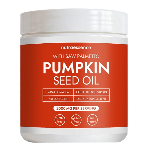 [BRSRGBD7OF6G2AA3] Nutra Essence Pumpkin Seed Oil with Saw Palmetto - Cold Pressed, Pure Virgin Oil with Essential Fatty Acids & Phytosterols - Supports Hair, Urinary, Bladder & Prostate Health - Non-GMO