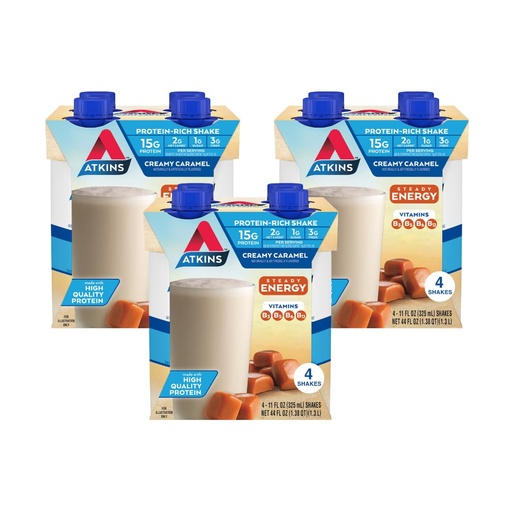 [BRSWYCYCAUNGOADL] Atkins Atkins Energy Shake Creamy Caramel, 4 Count (Pack of 3)
