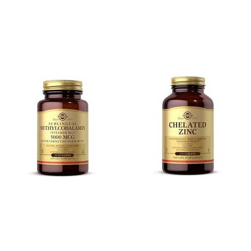 [BRSROBQEAEMAKGTL] SOLGAR Methylcobalamin Vitamin B12 5000 mcg Nuggets - Supports Energy, Active B12 Form, Non-GMO & Chelated Zinc, 250 Tablets - Zinc for Healthy Skin - Supports Cell Growth & DNA Formation