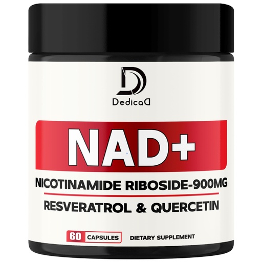 [BRSRAFT2CV7RU3Y3] DEDICAD NAD Supplement with Nicotinamide Riboside, Trans-Resveratrol, Quercetin - Cellular Energy & Repair, Vitality, Healthy Aging - 60 Count