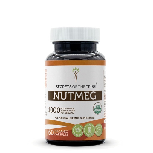 [BRSRMCQTOECGK2TP] Secrets of the Tribe Nutmeg USDA Organic 60 Capsules | Made with Vegetarian Capsules and Certified Organic Nutmeg (Rou Dou Kou, Myristica Fragrans) Dried Nut (60 Capsules)