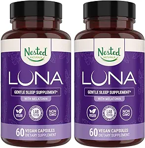 [BRSW2BQZDMHGKYLH] Nested Naturals Luna Sleep Aid - Non-Habit Forming Natural Sleeping Pills for Adults with Naturally Sourced Ingredients - Valerian Root, Melatonin, Chamomile, Lemon Balm, and More - 120 Vegan Capsules