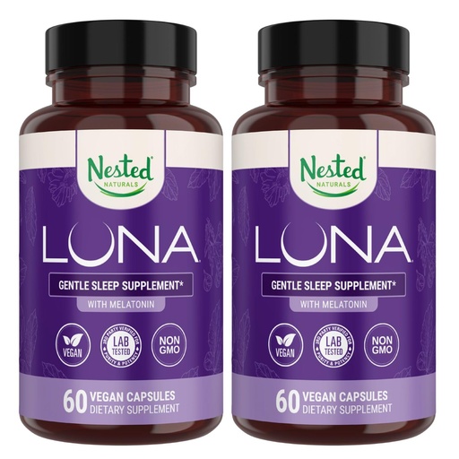 [BRSW2BQZDMHGKYLH] Nested Naturals Luna Sleep Aid - Non-Habit Forming Natural Sleeping Pills for Adults with Naturally Sourced Ingredients - Valerian Root, Melatonin, Chamomile, Lemon Balm, and More - 120 Vegan Capsules