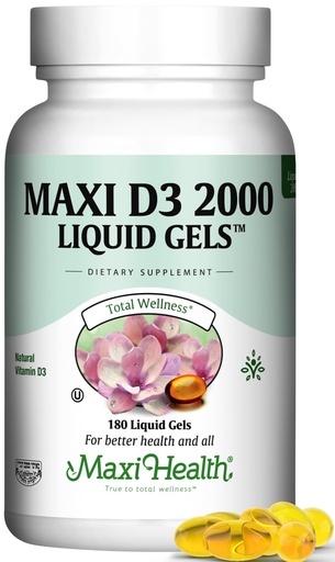 [BRSWKYYKCQCRKYLM] Maxi Health Vitamin D3 2000IU Tablets – Immune Support, Bone Health, and Muscle Function – Vitamin D 2000 IU Supplement for Adults – Kosher, Easy-to-Swallow, 180 Tablets