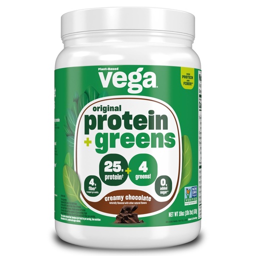 [BRSROCA2A4CROD3A] Vega Protein and Greens Protein Powder Creamy Chocolate (11 Servings) 25g Plant Based Protein Plus Veggies, Vegan, Non-GMO, Pea Protein for Women and Men, 1.2lbs
