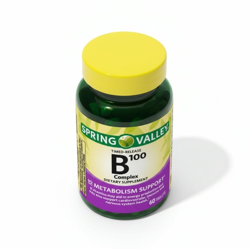 [BRSRGYL7BMHGMF3V] Vitamin B-100 Complex – 60 Tablets, Timed Release B Complex Vitamins for Metabolism Support, B100 Complex Vitamins, B 100 Complex Supplement, Gluten Free Formula (Pack of 1)