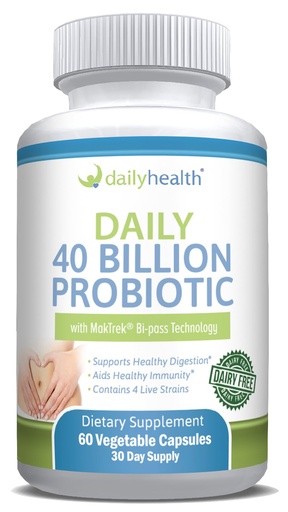 [BRSWY2YCCV4GM2A3] Daily Probiotic 40 Billion CFU MakTrek Bi-Pass Technology Digestion Immune Health 60 Veggie Capsules (1 Month Supply)
