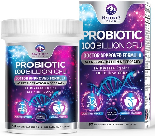[BRSREYYTBF4AOFDO] Probiotics for Digestive Gut Health - 100 Billion CFU Per Capsule, 16 Premium Strains & Prebiotics - Best Probiotics for Women & Men, Occasional Constipation, Gas, Immune Health Support - 60 Capsules