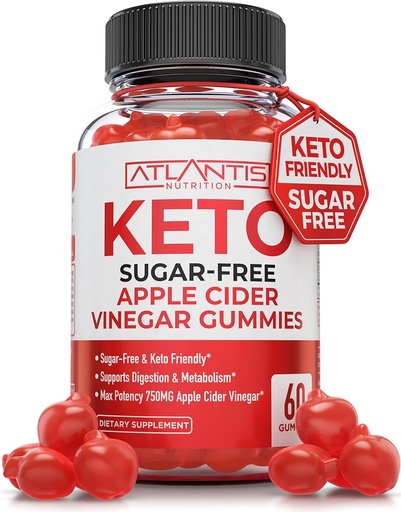 [BRSRMCD7OQGRU3LX] Atlantis Nutrición sin azúcar Keto ACV Gummies for Weight Loss - Apple Cider Vinegar Gummies Formulado con 750MG ACV Por Serving - Supports Digestion, Weight Loss, Detox &amp; Cleansing - 60 Condes