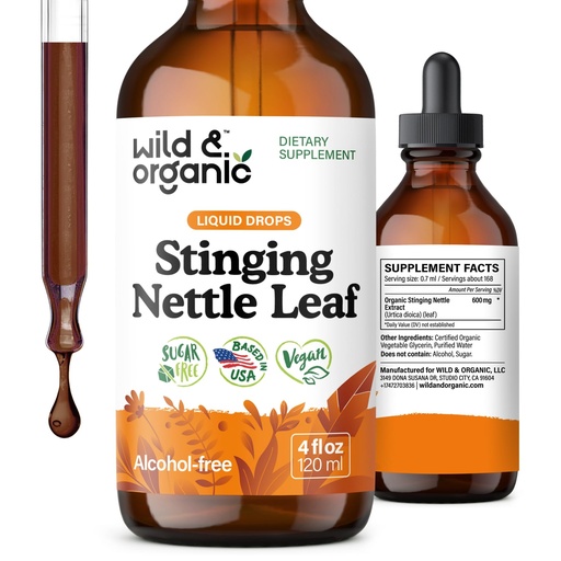 [BRSRAGQEBMMBECTP] Wild & Organic Stinging Nettle Leaf Tincture - Urinary Tract Support - Stinging Nettle Extract Liquid Drops - Urtica Dioica Supplement - 5-Month Supply - Vegan, Sugar & Alcohol-Free - 4 fl oz