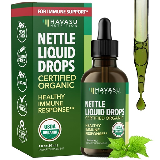 [BRSRMH35DIHWYA37] Stinging Nettle Leaf Extract Liquid Drops - USDA Organic - Immune Support and Prostate Health Supplement - 60 Servings - Vegan, Non-GMO, Gluten-Free - Unflavored Herbal Tincture - 1 Fl Oz