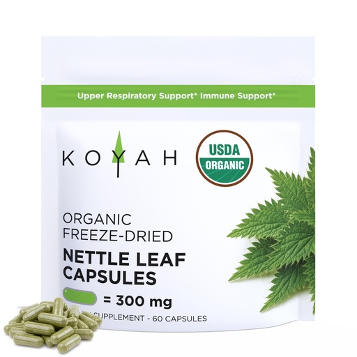 [BRSREBQBA4NBG3LL] KOYAH - Organic Stinging Nettle Leaf Capsules – Freeze-Dried Whole Leaf – 300 mg per Capsule - Upper Respiratory Support & Immune Support* - 60 Capsules