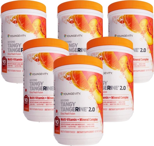 [BRSWIHQ2OIGRGFI5] Youngevity Beyond Tangy Tangerine 2.0 Citrus Peach Fusion Multi-Vitamin & Mineral Complex - Made with Natural & Whole Foods | 8,000 ORAC (6-Pack)