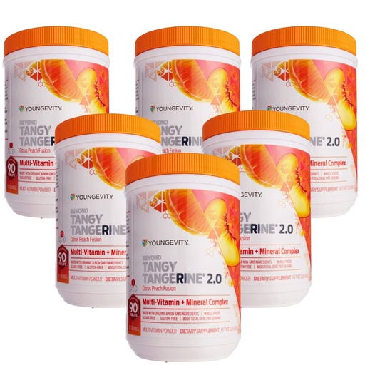 [BRSWIHQ2OIGRGFI5] Youngevity Beyond Tangy Tangerine 2.0 Citrus Peach Fusion Multi-Vitamin & Mineral Complex - Made with Natural & Whole Foods | 8,000 ORAC (6-Pack)