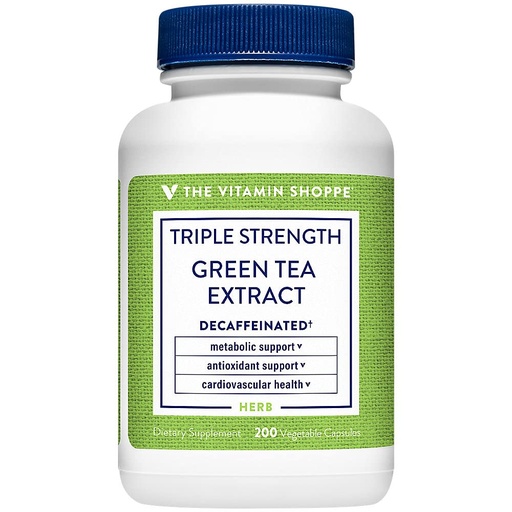 [BRSRMCQPB4OROEL5] The Vitamin Shoppe Green Tea Extract 750mg - Fat Metabolism & Antioxidant | EGCG Polyphenols Decaf | 200 Veggie Caps | Triple Strength