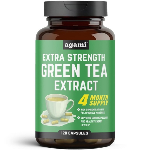 [BRSRABIRBUFWMETV] Agami Green Tea Capsules | 4 Month Supply | Energy & Metabolism Support | 20:1 Extract - 120 Capsules