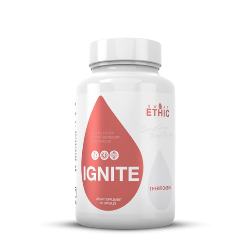 [BRSRACQOCEMWK2T3] Sweat Ethic Ignite, Thermogenic Support Formula with Advantra Z, Green Tea Extract, and Yohimbe Bark, Daily Energy, Focus Support for Active Lifestyles, Easy-to-Take Capsules for Men & Women, 60 Ct