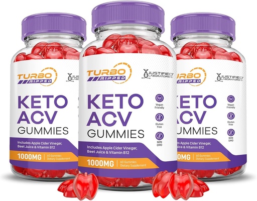[BRSRAGAKOQIR6FIV] Justified Laboratories (3 Pack Turbo Ripped Keto ACV Advanced Formula 1000MG Keto Apple Cider Vinegar Formulated with Pomegranate Beet Juice Powder B12 Vegan Non GMO 180 Gummies