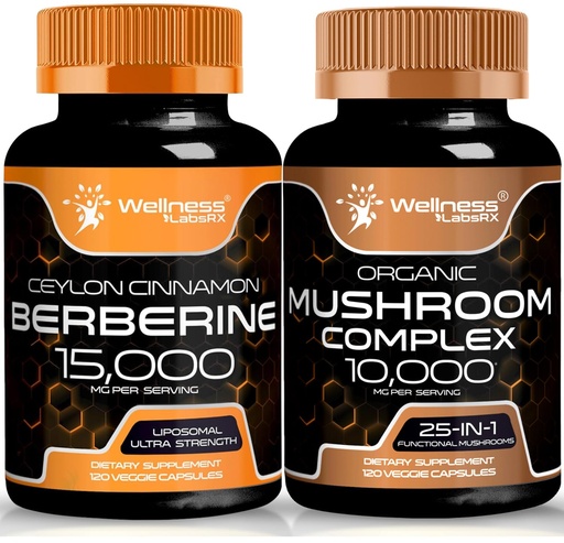 [BRSRAZIZCQHGAEY3] WELLNESS LABSRX Mushroom Capsules and Berberine Capsules | Bundle
