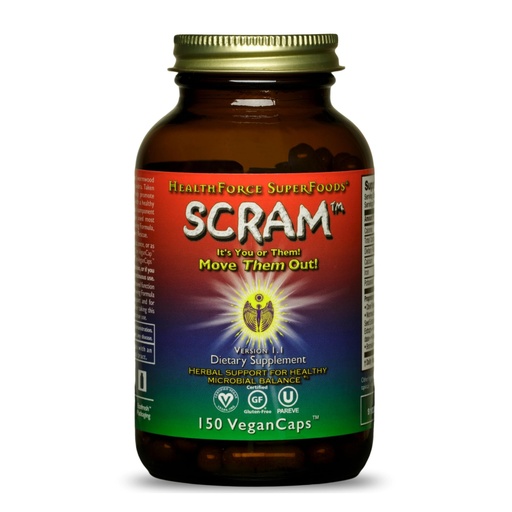 [BRSROC32BMHR6CQV] HEALTHFORCE SUPERFOODS Scram - Herbal Supplement with Milk Thistle, Wormwood & Black Walnut - Digestion Support Capsules - 150 Vegan Capsules