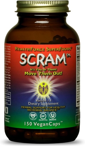 [BRSROC32BMHR6CQV] HealthForce SuperFoods Scram - συμπλήρωμα βοτάνων με γαϊδουράγκαθο γάλακτος, Wormwood & Black Walnut - Κάψουλες υποστήριξης πήξεως - 150 κάψουλες Vegan
