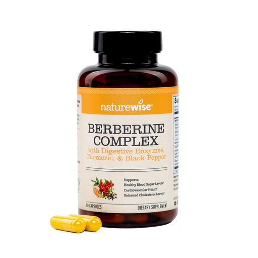[BRSREHAOBN7WKAA3] NatureWise Berberine 1000mg - Berberine Phytosome + HCI + Turmeric & Digestive Enzymes - Supports Healthy Blood Sugar + GI + Metabolism + Cholesterol - Non-GMO, USA Manufactured - [30 Day Supply]