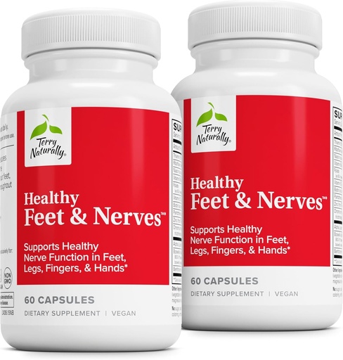 [BRSWKGYAB4EGMCDU] Terry Naturally Healthy Feet & Nerves - Herbal Supplement with Bioactive Vitamin B12 - Circulation & Nerve Health Support Supplement - Vegan Capsules with Boswellia Serrata - 60 Capsules (Pack of 2)
