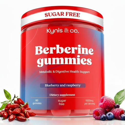 [BRSREBQQDIFAKFDJ] Kynis & co. Berberine Gummies with Ceylon Cinnamon and Apple Cider Vinegar - Sugar Free - Blueberry and Raspberry Flavor - 60ct - Supports metabolic and Digestive Health