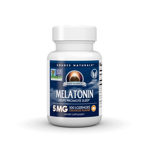 [BRSWIY35AQIR623C] Source Naturals Sleep Science Melatonin, Helps Promote Sleep* 5 mg - 100 Orange Flavored Vegan Lozenges