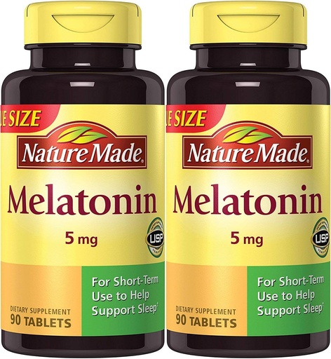 [BRSWIGAIBQOB2EL2] Nature Made Melatonin Maximum Strength 5 mg, 90 Tablets (2 Pack)