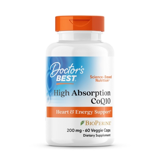 [BRSWIYL4AB6AYD34] Doctor's Best High Absorption CoQ10 200mg with BioPerine Supplement - Coenzyme Q10 Caps for Heart Health & Antioxidant Support, CoQ10 200 mg for Women & Men, Non GMO - 60 Veg Capsules