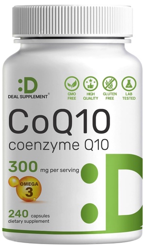 [BRSREYYKOFYR6DY3] DEAL SUPPLEMENT CoQ10 300mg with Omega 3 100mg, 240 Capsules | Bioavailable Coenzyme Q10 Formula | Supports Heart, Energy & Brain Health | Antioxidant Support | Non-GMO