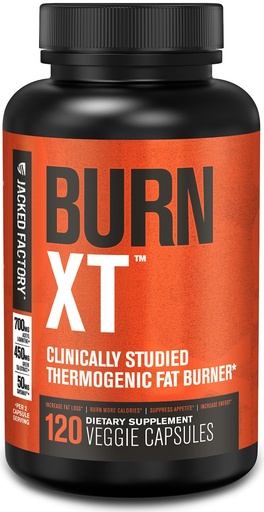 [BRSWYEA2OIMA433U] Jacked Factory Burn-XT Clinically Studied Fat Burner & Weight Loss Supplement - Appetite Suppressant & Energy Booster - with Acetyl L-Carnitine, Green Tea Extract and More - 120 Natural Diet Pills