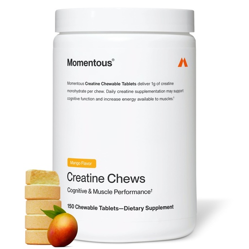 [BRSRGZL7OYBROD3O] Momentous Creatine Chews - Creatine Monohydrate - Supports Strength, Lean Muscle, & Recovery for Men & Women - NSF Certified for Sport - 150 Chewable Tablets - Mango