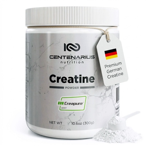 [BRSRAC36PIHQIHLZ] Creapure® Creatine Monohydrate Powder Unflavored 300g | Micronized Creatine Supplement for Men & Women, Supports Strength, Endurance & Muscle Performance | Centenarius Nutrition