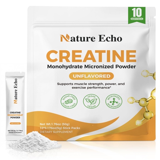 [BRSREAD5DICQ2GQ3] Creatine Monohydrate Micronized Powder - 10 Single-Serve Travel Packs 5g - Clean, Unflavored Creatine for Men & Women to Muscle Growth, Vegan, Gluten-Free, no Sugar