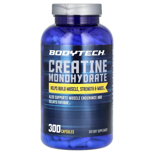 [BRSWIZIFB4BRKDQ5] BodyTech 100 Pure Creatine Monohydrate 2250 MG Supports Muscle Strength Mass, 100 Servings (300 Capsules)
