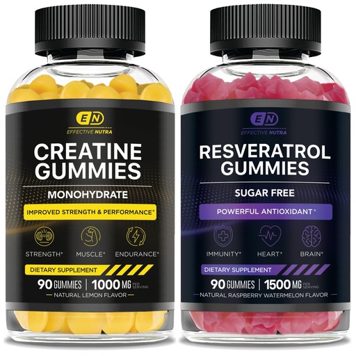 [BRSROBIHOACGEDLF] EFFECTIVE NUTRA Creatine Gummies & Resveratrol Gummies Bundle