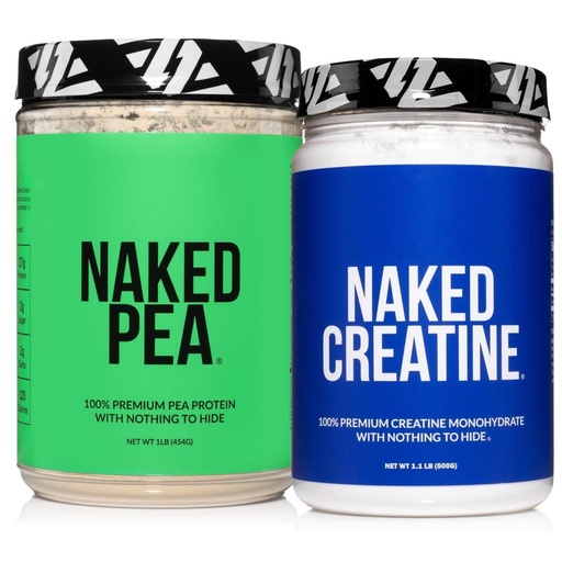 [BRSREAATCMAR42TX] NAKED Pea Protein Isolate (15 Servings) Pure Micronized Creatine Monohydrate 500g (100 Servings) – Plant-Based; Vegan; Bulk; Non-GMO; Gluten Free; Soy Free; Unflavored