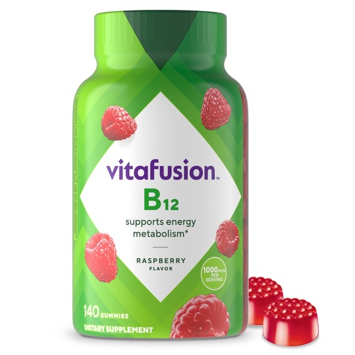 [BRSWEBIOBZ5R4FDX] Vitafusion Vitamin B12 Gummies | 1000 mcg | 140 Adult Gummy Vitamins | For Women & Men | Raspberry Flavor | Gluten and Dairy Free Supplement