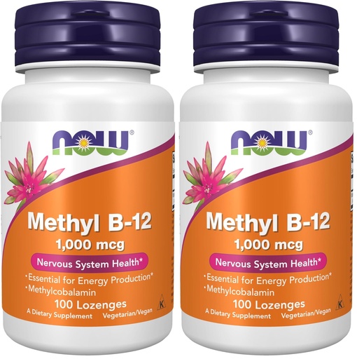 [BRSREEAQBMBBGAIZ] Now Supplements, Methyl B-12 (Methylcobalamin) 1,000 mcg, Nervous System Health*, 100 Lozenges (Pack of 2)