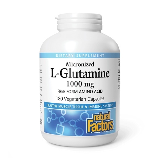 [BRSWIFQ3OFYRA3TY] Natural Factors, Micronized L-Glutamine 1000 mg, Supports Muscles and Immune Function, 180 Capsules