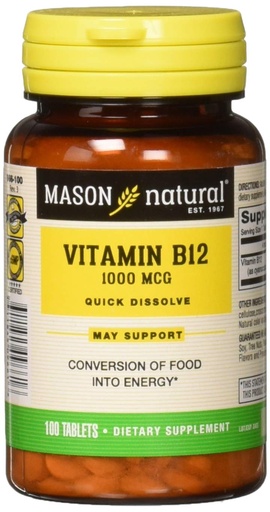 [BRSWI2YECN4RYCQZ] Mason Natural Vitamin B-12 1000mcg Sublingual Tablets - 100 Ea