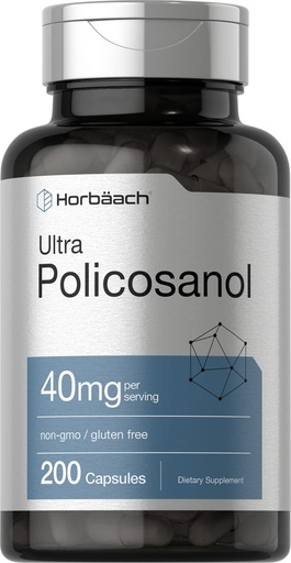 [BRSWGGAHOR4GKD3Z] Horbäach Policosanol 40mg | 200 Capsules | Non-GMO and Gluten Free Supplement