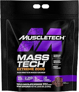 [BRSRMFLQAV7BSDQ7] MuscleTech Mass Gainer Protein Powder, Mass-Tech Extreme 2000, Muscle Builder Whey Protein Powder, Protein + Creatine + Carbs, Max-Protein Weight Gainer for Women & Men, Triple Chocolate, 20 lbs