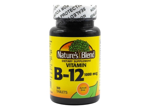 [BRSRAYD6PJYAGHTZ] Nature's Blend Vitamin B-12 1000 MCG, 100 Tablets - Boosts Energy, Supports Nerve Health, Enhances Metabolism, and Promotes Red Blood Cell Formation