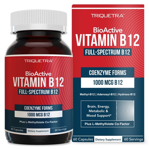 [BRSRAFI6CF6RQ232] BioActive Vitamin B12 - 1000 mcg, Contains All 3 Coenzyme Forms (Methyl, Adenosyl & Hydroxy) Plus Methylfolate Cofactor | Supports Energy, Metabolism & Mood | Vegan, Non-GMO (60 Servings)