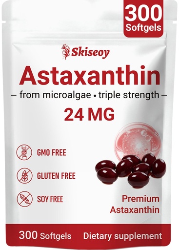 [BRSRGFIEAENBUDL7] Astaxanthin 24mg, Premium Astaxanthin Antioxidant Supplements with MCT Oil, Ashwagandha, Supports Eye, Skin, Immune, Internal Circulation, Fresh Microalgae Source, Triple Strength - 300 Softgels