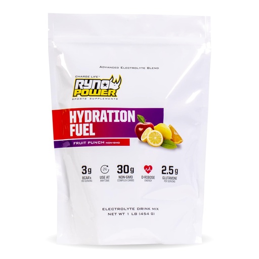 [BRSRMGATO4FRMET7] Ryno Power Hydration Fuel Electrolyte Drink Mix 1lb (10 Servings) 'Fruit Punch' - Advanced Electrolyte Formula + BCAA's - Gluten Free - Sustained Energy and Muscle Recovery
